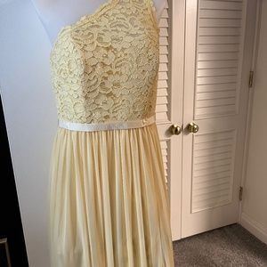 DB Studio One Shoulder Corded Lace Mesh Yellow Maxi Dress size 8